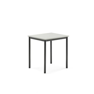 Bord BORÅS, L700 B600 H720 mm, stativ antrasitt, høytrykkslaminat, grå