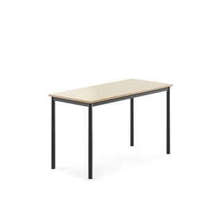 Pöytä SONITUS, 1200x600x720 mm, korkeapainelaminaatti HPL, koivu, antrasiitinharmaa