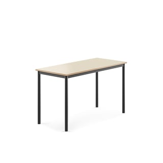 Pöytä SONITUS, 1200x600x720 mm, korkeapainelaminaatti HPL, koivu, antrasiitinharmaa