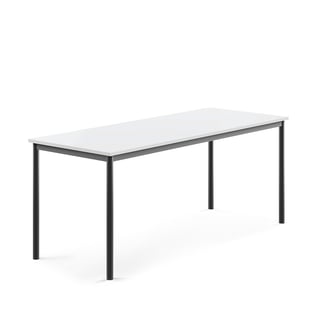 Skrivebord SONITUS, 1800x700x720 mm, hvid højtrykslaminat, antracit