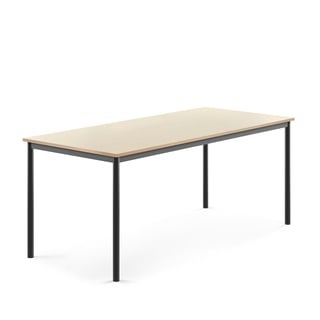 Bord SONITUS, L1800 B800 H720 mm, stativ antrasitt, lyddempende høytrykkslaminat, bjørk