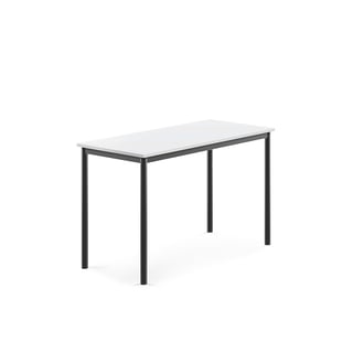 Desk SONITUS, 1200x600x760 mm, white high pressure laminate, anthracite