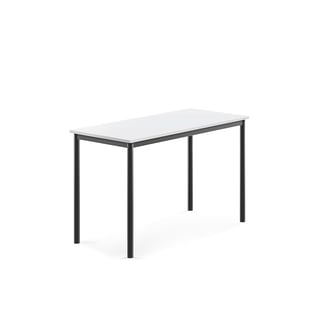 Desk SONITUS, 1200x600x760 mm, white high pressure laminate, anthracite