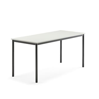 Stół SONITUS, 1600x700x760 mm, laminat HPL biały, antracyt