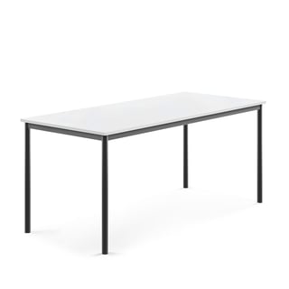 Bord SONITUS, L1800 B800 H760 mm, stativ antrasitt, lyddempende høytrykkslaminat, hvit