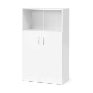 Skrifstofuskápur Flexus með opinni hillu, 1325x760x415 mm, hvítur