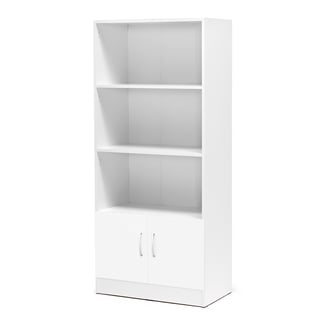 Biuro spintelė FLEXUS, 1725x760x415 mm, durys + 3 atviros lentynos, baltas laminatas