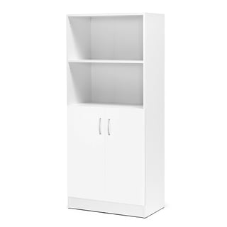 Skåp FLEXUS, 1725x760x415 mm, dörrar + 2 öppna hyllor, laminat, vit