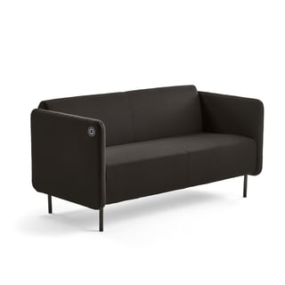 Sofa CLEAR med USB-stik, stof, brun