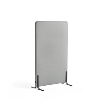 Skærmvæg ZONE, 1360x800x46 mm, stof Etna, sorte ben, lysegrå