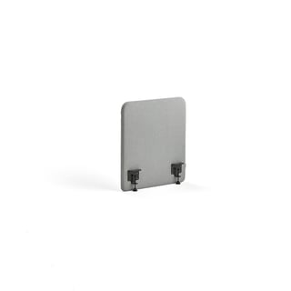 Desk screen ZONE, black brackets, 600x650x36 mm, fabric Etna, light grey