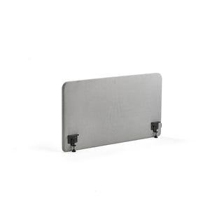 Tischtrennwand  ZONE, schwarze Halterungen, 1200x650x36 mm, Stoff Etna, hellgrau