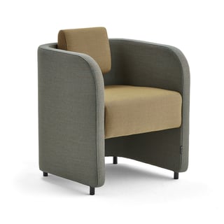 Armchair COMFY, with legs, wool fabric, turquoise with orange/gold