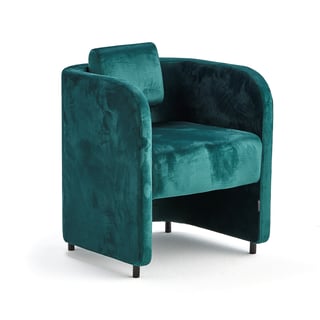 Armstóll Comfy, með fótum, flauel, smaragðslitaður