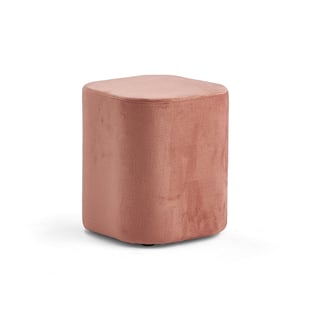 Puff COMFY, fløyelsstoff, lakserosa