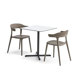 Canteen package BECKY + CREEK, 1 table and 2 taupe chairs