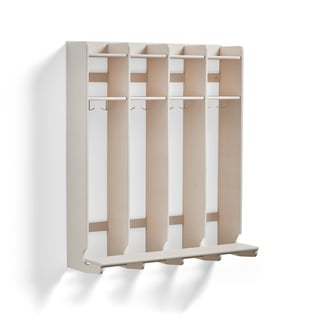 Cloakroom unit EBBA, wall mounted, 4 sections, white
