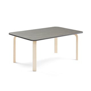Table ELTON, 1200x800x530 mm, dark grey linoleum, birch