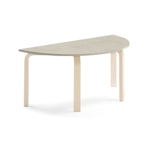 Pöytä ELTON, puoliympyrä, 1200x600x530 mm, harmaa linoleumi, koivu