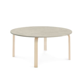 Table ELTON, Ø 1200x530 mm, grey linoleum, birch