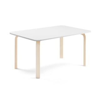 Bord ELTON, L1200 B800 H590 mm, lyddempende HPL, bjørk/hvit