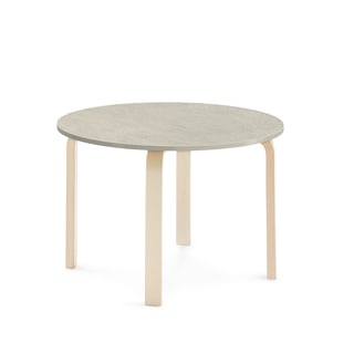 Pöytä ELTON, Ø 900x590 mm, harmaa linoleumi, koivu