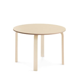 Tisch ELTON, Ø 900x590 mm, Linoleum beige, Birke