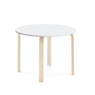 Table ELTON, Ø 900x640 mm, white laminate, birch