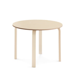 Tisch ELTON, Ø 900x640 mm, Linoleum beige, Birke