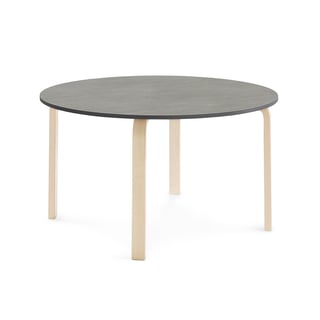 Stalas ELTON, Ø1200x640mm, tamsiai pilkas linoleumas, beržas