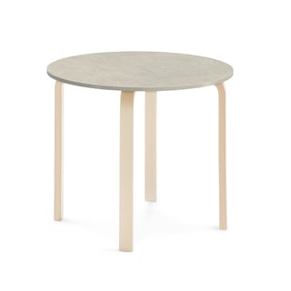 Stalas ELTON, Ø900x710mm, pilkas linoleumas, beržas