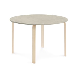 Table ELTON, Ø 1200x710 mm, grey linoleum, birch