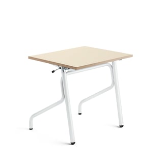 Sitz-Steh-Schülertisch ADJUST, 700x600 mm, Hochdrucklaminat, Birke, weiß