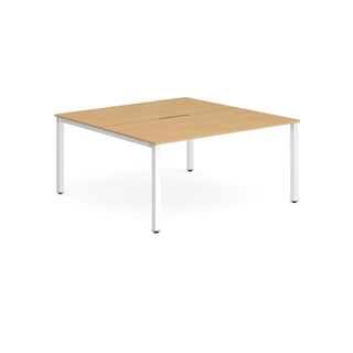 Bench desk EVOLVE, 2 person back-to-back, 1200x1600 mm, beech-white