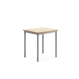 Bord SONITUS, 700x600x720 mm, stativ silver, ljuddämpande linoleum, beige
