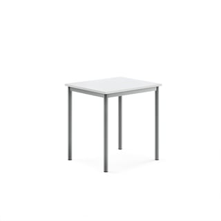 Pöytä BORÅS, korkeapainelaminaatti HPL, 700x600x720 mm, valkoinen, hopeanharmaa