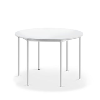 Bord SONITUS, Ø1200x760 mm, stativ vit, ljuddämpande högtryckslaminat, vit