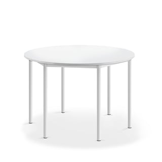 Bord SONITUS, Ø1200x760 mm, stativ vit, ljuddämpande högtryckslaminat, vit
