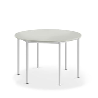 Bord BORÅS, Ø1200x720 mm, stativ vit, högtryckslaminat, grå