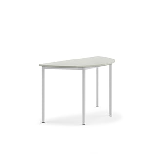 Tisch BORÅS, halbrund, 1200x600x720 mm, Laminat grau, weiß