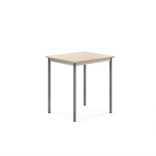 Pöytä SONITUS, 700x600x760 mm, korkeapainelaminaatti HPL, koivu, hopeanharmaa