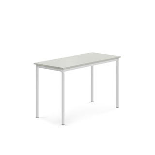Bord SONITUS, 1200x600x760 mm, stativ vit, ljuddämpande högtryckslaminat, grå
