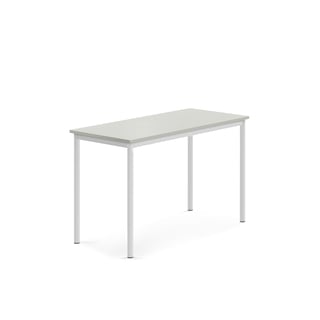 Bord SONITUS, 1200x600x760 mm, stativ vit, ljuddämpande högtryckslaminat, grå