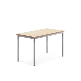Bord SONITUS, L1200 B700 H720 mm, stativ sølv, lyddempende linoleum, beige