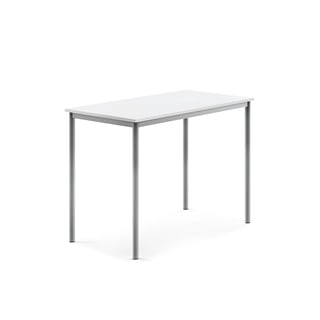 Desk SONITUS, 1200x700x900 mm, white high pressure laminate, alu grey