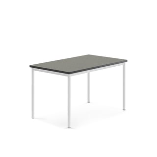 Bord SONITUS, L1200 B800 H720 mm, stativ hvit, lyddempende linoleum, mørk grå