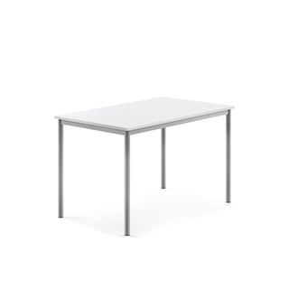 Desk SONITUS, 1200x800x760 mm, white high pressure laminate, alu grey