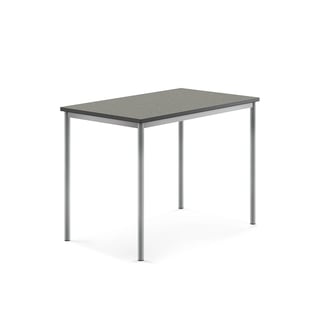 Bord SONITUS, 1200x800x900 mm, stativ silver, ljuddämpande linoleum, mörkgrå