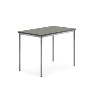 Bord SONITUS, 1200x800x900 mm, stativ silver, ljuddämpande linoleum, mörkgrå