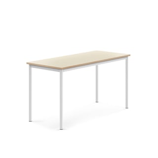 Stôl SONITUS, 1400x600x720 mm, HPL - breza, biela
